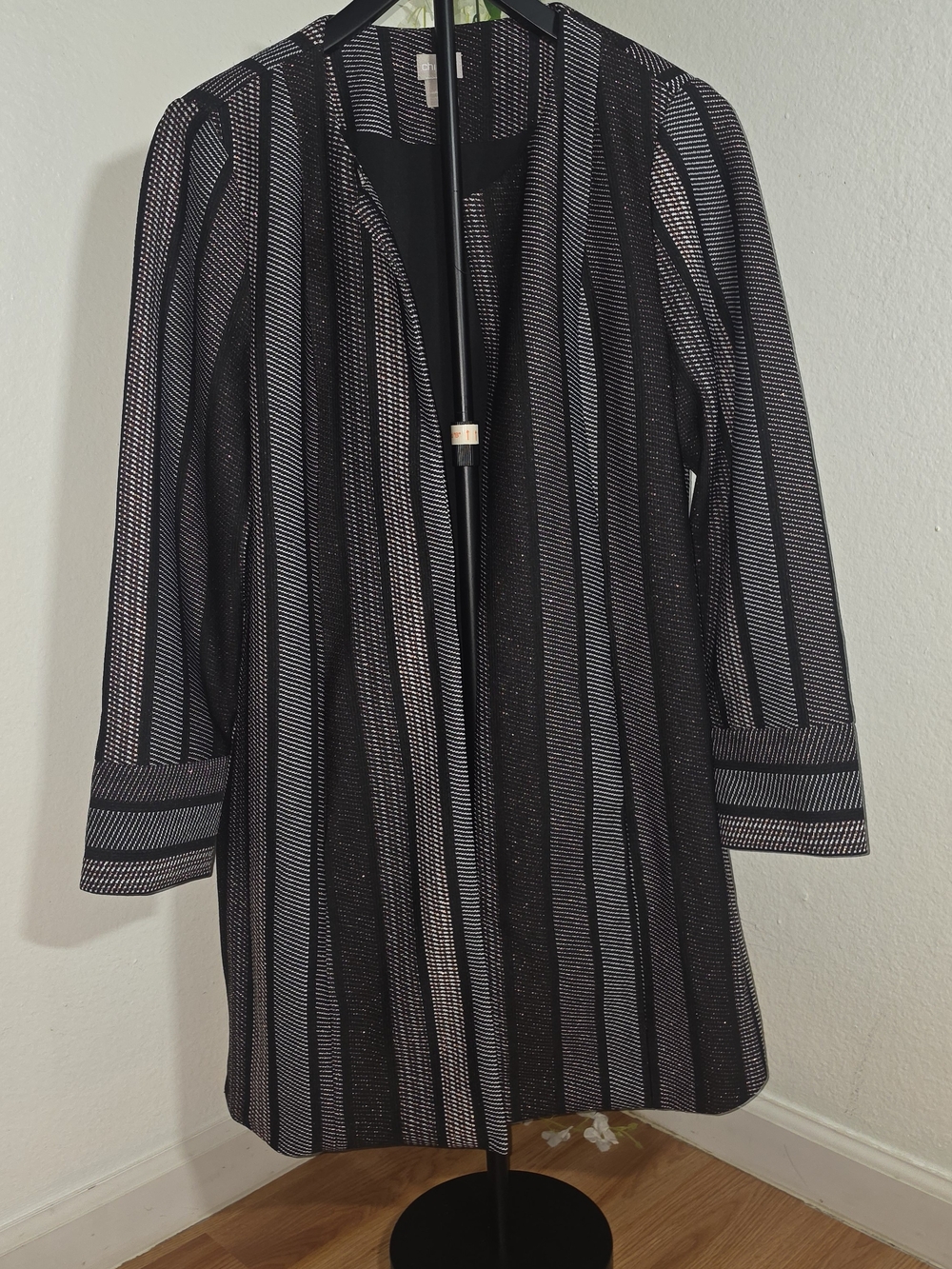 Chico's Black Blazer with Metallic Thread Detail
